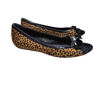 Sole Society Open Toe Animal Print Flats 8.5B